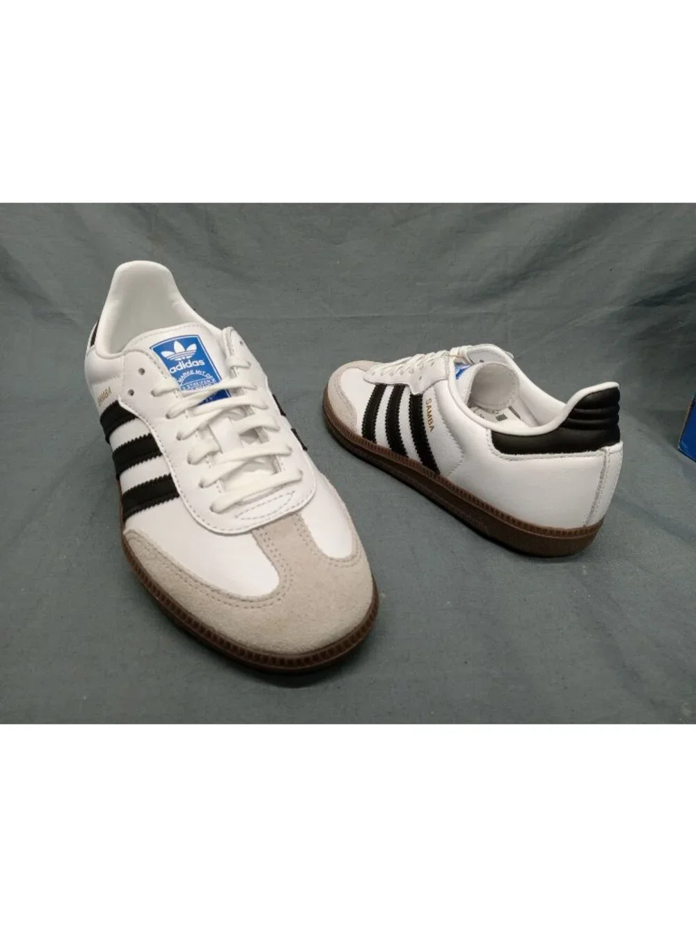 Adidas Samba OG C Sneakers Leather Black White Gum Kids Size 3 NEW NO BOX!